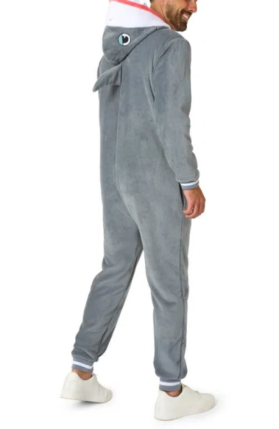Opposuits Shark Hooded Fleece Costume Jumpsuit In Grey