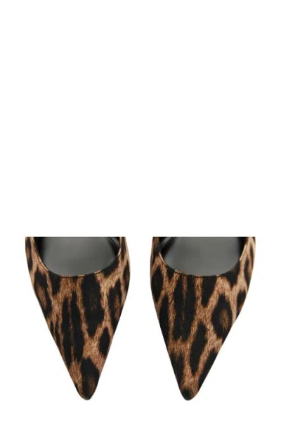 Mango Leopard Print Pointed Toe Slingback Pump In Black
