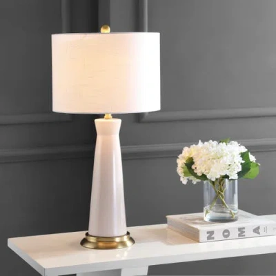 Jonathan Y Hartley 29" Ceramic Column Led Table Lamp In Cream