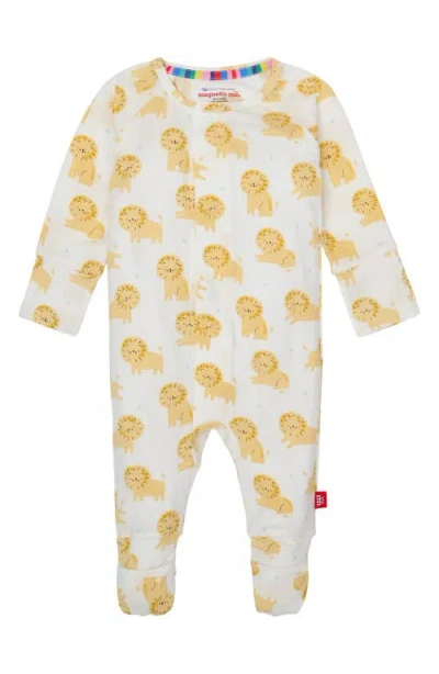 Magnetic Me Pride & Joy Lion Print Magnetic Convertible Romper In White