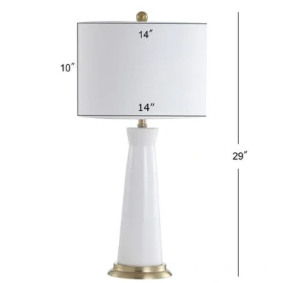 Jonathan Y Hartley 29" Ceramic Column Led Table Lamp In White/brass Gold