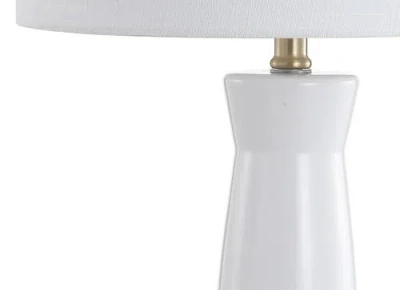 Jonathan Y Hartley 29" Ceramic Column Led Table Lamp In White/brass Gold