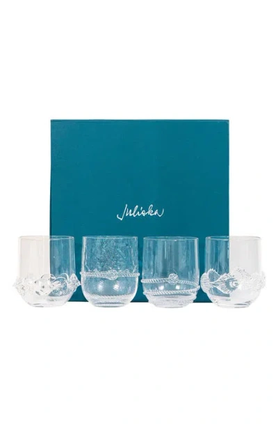 Juliska Heritage Set Of 4 Assorted Stemless Wine Glasses In Clear