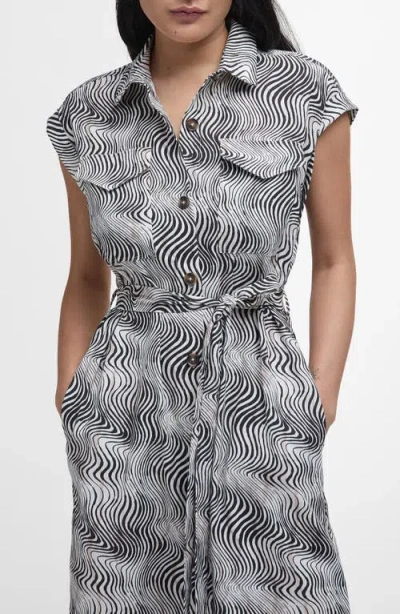 Barbour Romy Cap Sleeve Maxi Shirtdress In Monochrome Print