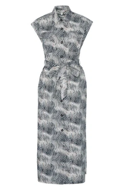Barbour Romy Cap Sleeve Maxi Shirtdress In Monochrome Print