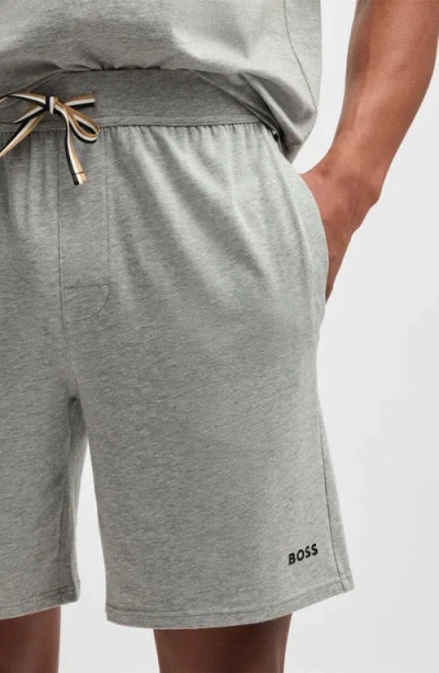 Hugo Boss Boss Unique Drawstring Jersey Lounge Shorts In Medium Grey