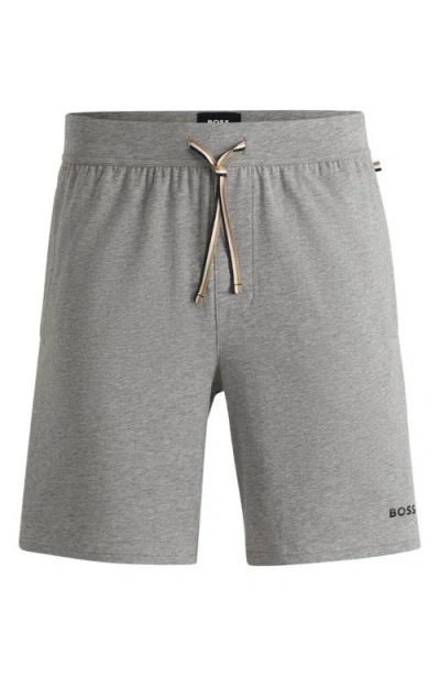 Hugo Boss Boss Unique Drawstring Jersey Lounge Shorts In Medium Grey