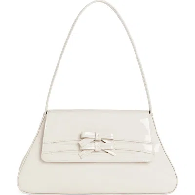 Reformation Noreen Patent Leather Shoulder Bag In Milk Patent