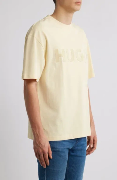 Hugo Boss Hugo Dinkee Oversize Logo Graphic T-shirt In Open White