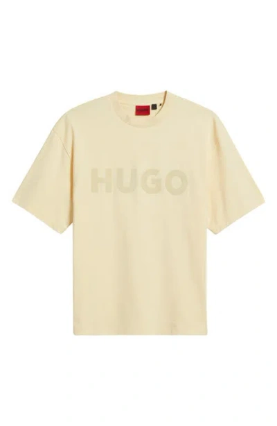 Hugo Boss Hugo Dinkee Oversize Logo Graphic T-shirt In Open White