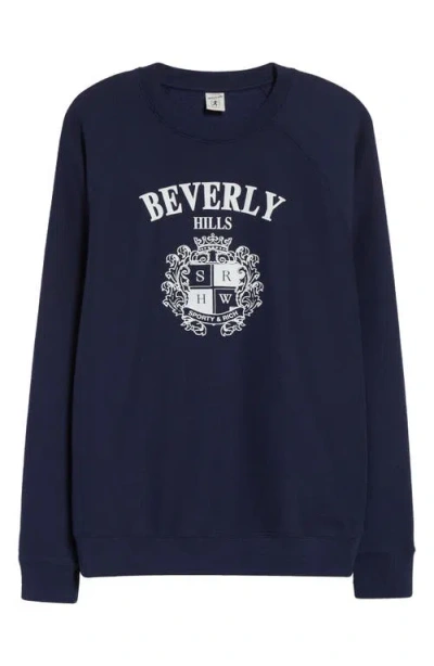 Sporty And Rich Sporty & Rich Beverly Hills Crest Graphic Sweatshirt In Dark Navy