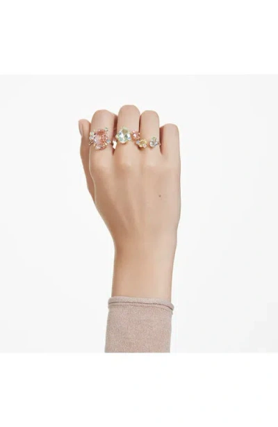 Swarovski Gema Set Of 3 Crystal Rings In Multicolored