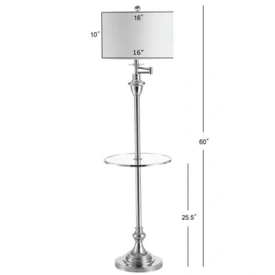 Jonathan Y Cora 60" Metal/glass Led Side Table And Floor Lamp In Chrome