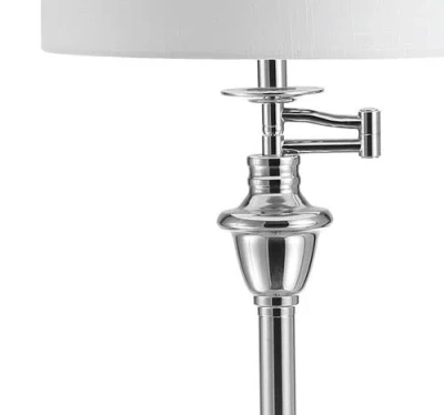 Jonathan Y Cora 60" Metal/glass Led Side Table And Floor Lamp In Chrome