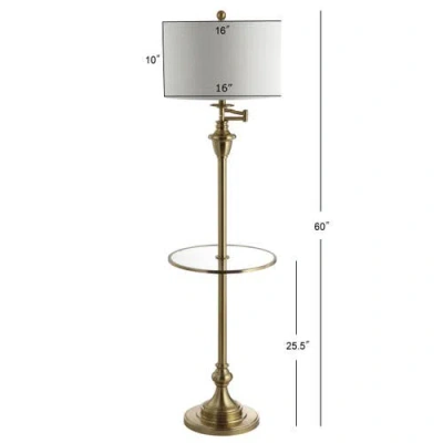 Jonathan Y Cora 60" Metal/glass Led Side Table And Floor Lamp In Brass Gold