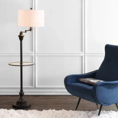 Jonathan Y Cora 60" Metal/glass Led Side Table And Floor Lamp In Oil Rubbed Bronze