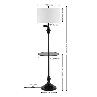 Jonathan Y Cora 60" Metal/glass Led Side Table And Floor Lamp In Black