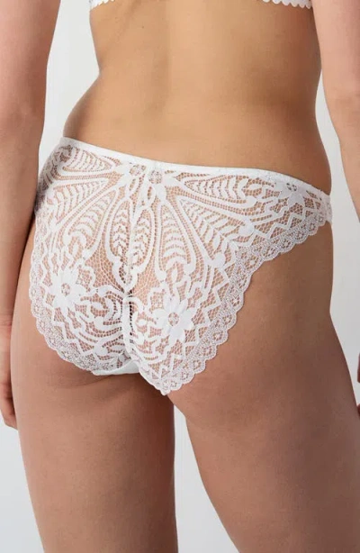 Etam Dream Lace & Microfiber Briefs In Ecru