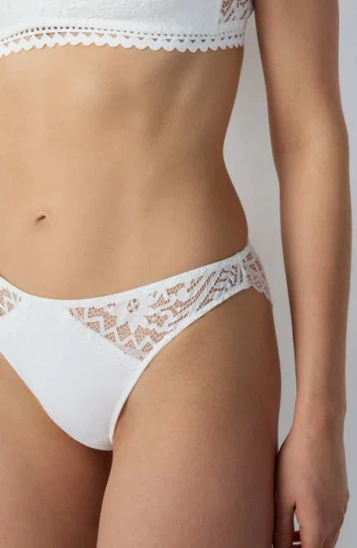 Etam Dream Lace & Microfiber Briefs In Ecru
