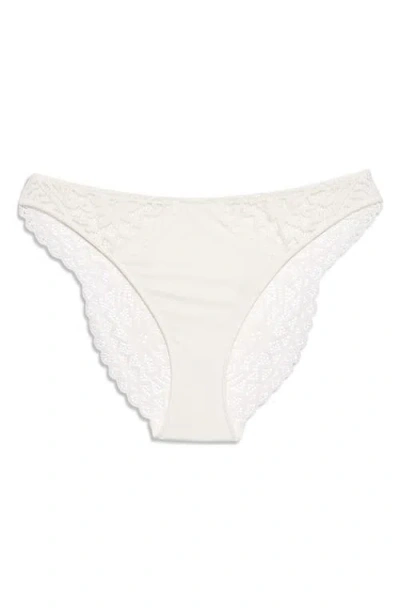 Etam Dream Lace & Microfiber Briefs In Ecru