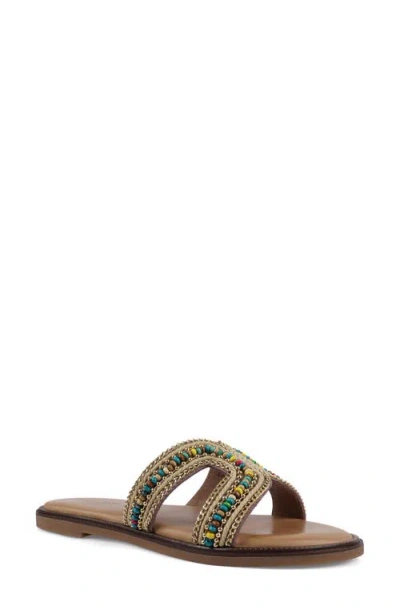 Zigi Artisan Badalona Beaded Slide Sandal In Light Tan