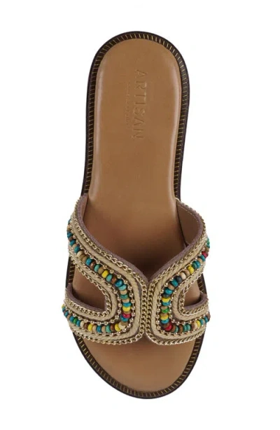 Zigi Artisan Badalona Beaded Slide Sandal In Light Tan
