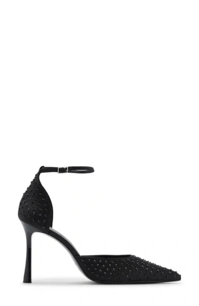 Mango Crystal Ankle Strap Pump In Black