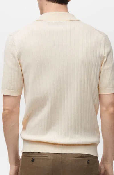Mango Stripe Structured Short Sleeve Button-up Shirt In Ivory White