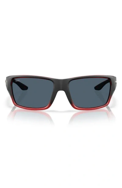 Costa Del Mar Tailfin 60mm Polarized Rectangular Sunglasses In Red Sky/gray 580p
