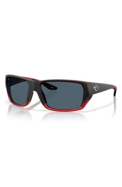 Costa Del Mar Tailfin 60mm Polarized Rectangular Sunglasses In Red Sky/gray 580p
