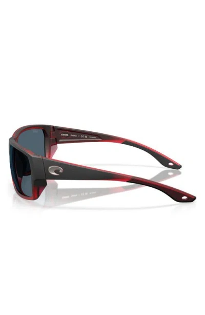 Costa Del Mar Tailfin 60mm Polarized Rectangular Sunglasses In Red Sky/gray 580p