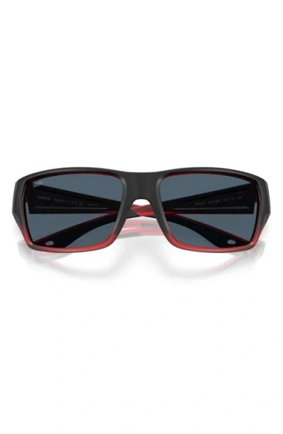 Costa Del Mar Tailfin 60mm Polarized Rectangular Sunglasses In Red Sky/gray 580p