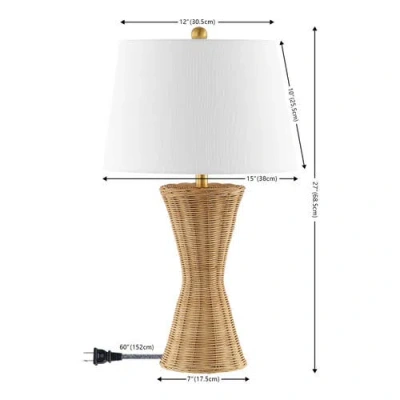 Jonathan Y Laura 27" Coastal Designer Iron/rattan Wicker Led Table Lamp, Natural In Natural