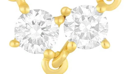 Ef Collection Single Diamond Double Stud Chain Drop Earring In 14k Yellow Gold/diamond