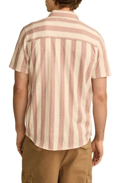 Lucky Brand Short Sleeve Cotton-blend Button-up Shirt In Red Multi