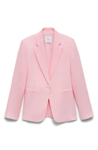 Mango Boreli Linen Blazer In Light/pastel Pink