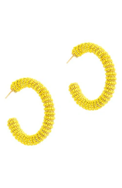 Deepa Gurnani Zareen Beaded Hoop Earrings In Chartreuse
