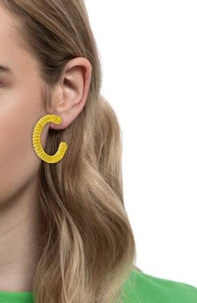 Deepa Gurnani Zareen Beaded Hoop Earrings In Chartreuse