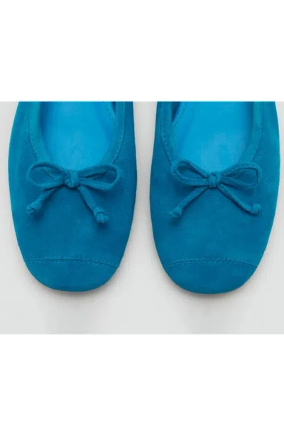 Mango Cap Toe Suede Ballet Flat In Blue
