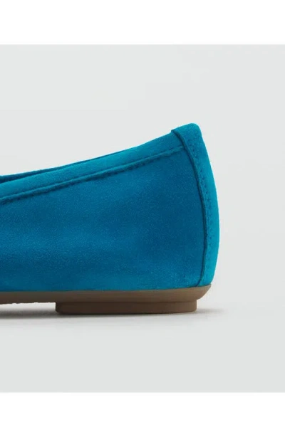 Mango Cap Toe Suede Ballet Flat In Blue
