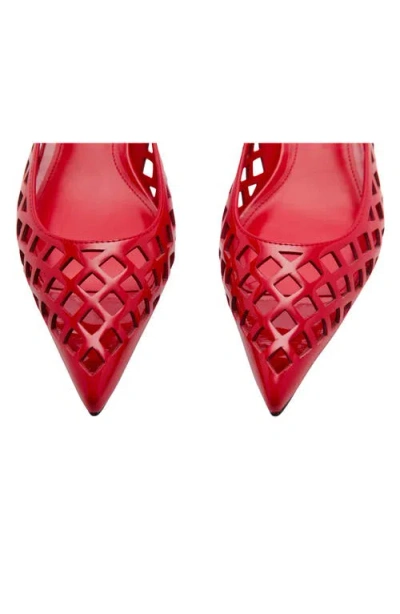 Mango Laser Cut Pointed Toe Slingback Pump In Red