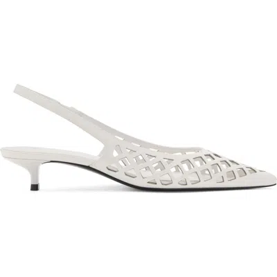 Mango Laser Cut Pointed Toe Slingback Pump In White