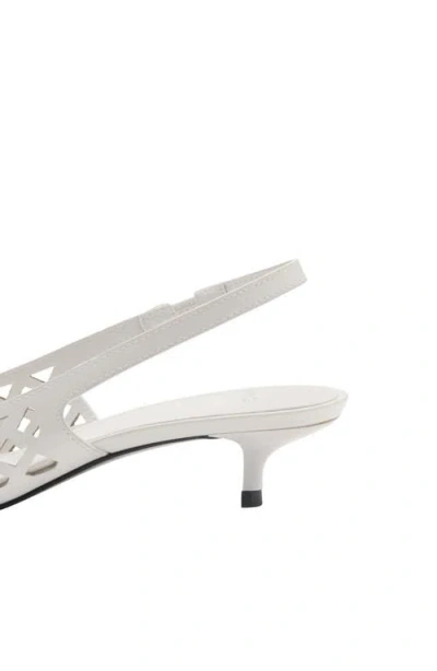 Mango Laser Cut Pointed Toe Slingback Pump In White