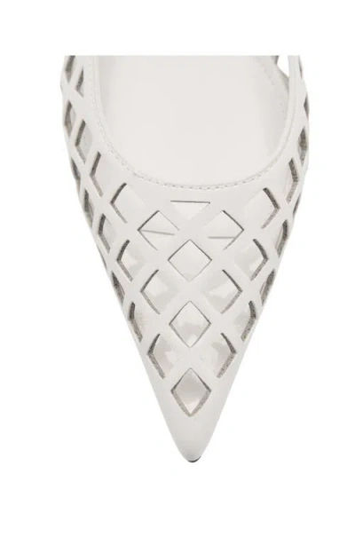 Mango Laser Cut Pointed Toe Slingback Pump In White