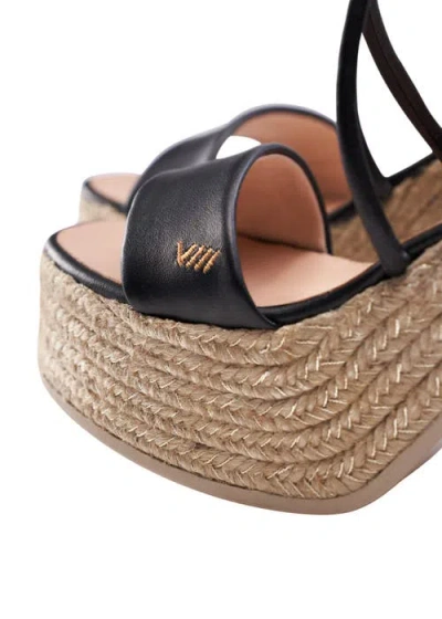 Viscata Elia Leather Espadrille Sandal Heels In Black