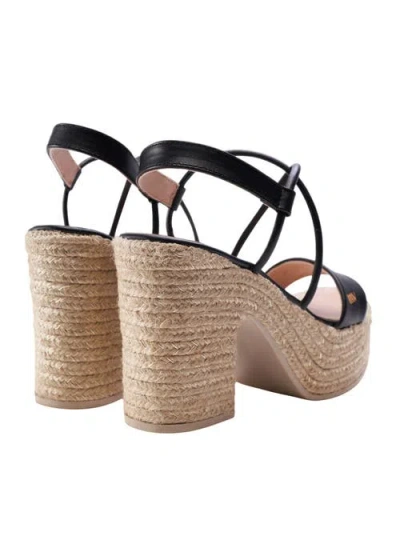 Viscata Elia Leather Espadrille Sandal Heels In Black