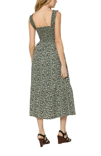 The Standard Stitch The Smocked Ruffle Tank Midi Dress In Black Sunflower