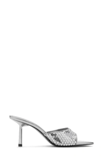 Mango Pointed Toe Slide Sandal In Silver