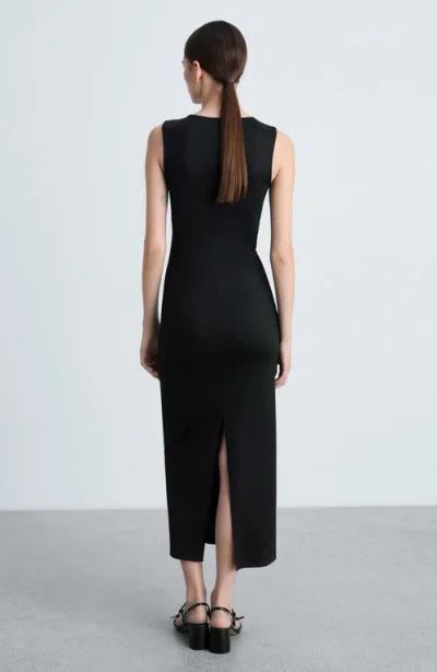 Mango Sleeveless Column Dress In Black