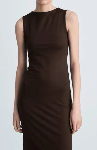 Mango Sleeveless Column Dress In Brown